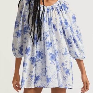 LoveShackFancy Estes Tunic dress in strong current. XS.